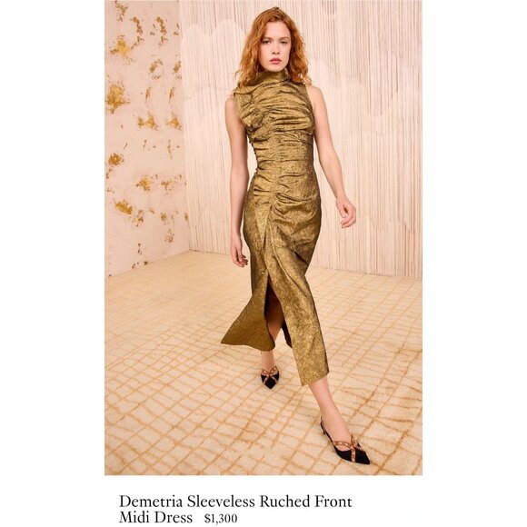 ULLA JOHNSON Demetria Sleeveless Ruched Front Midi Dress $1,300 Size 4 NEW - Picture 14 of 16